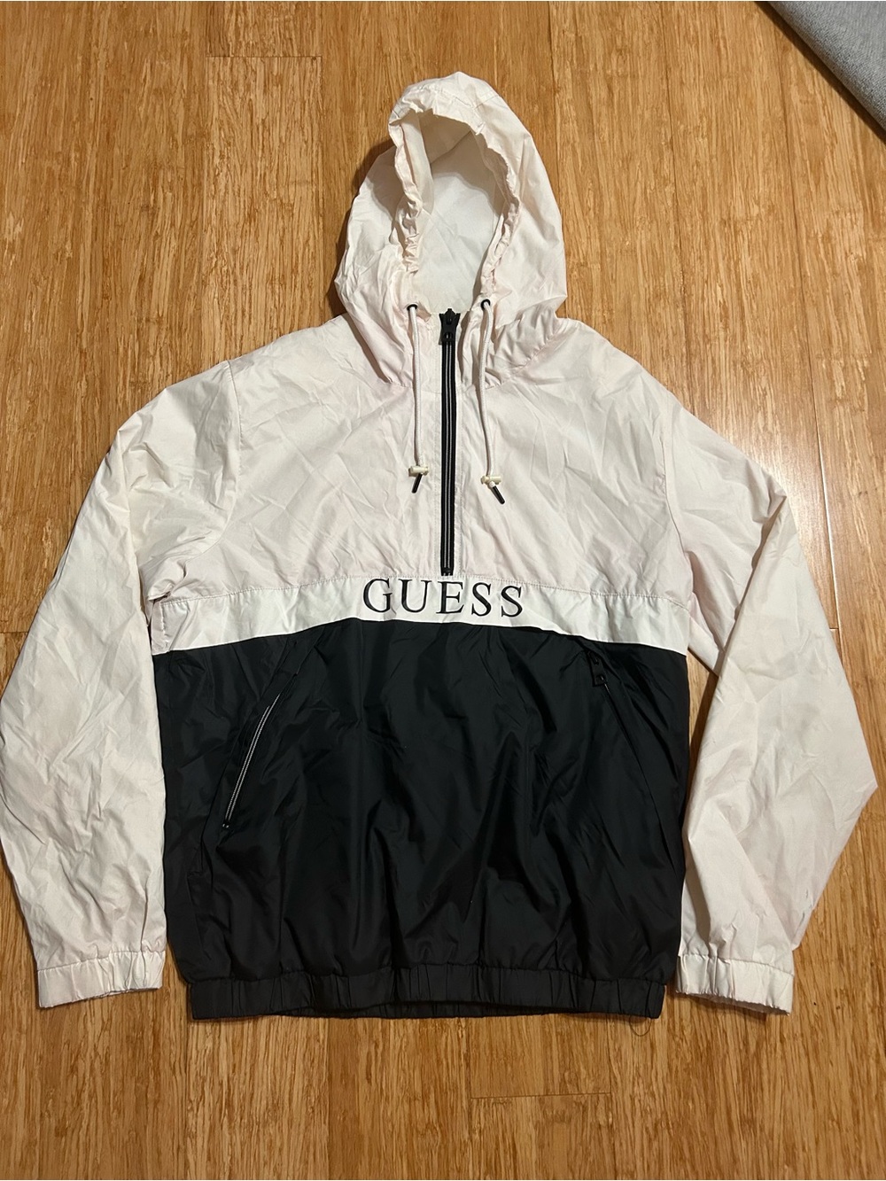 GUESS Colorblock Windbreaker Jacket Black Light Pink (Men’s Medium)
